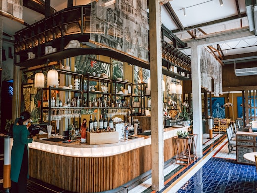 Timber-lined dining room of a restaurant