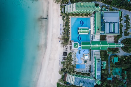 A resort and its pools photographed from above